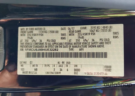 2017 Ford Escape Titanium from USA, damaged, VIN 1FMCU9J99HUE32282